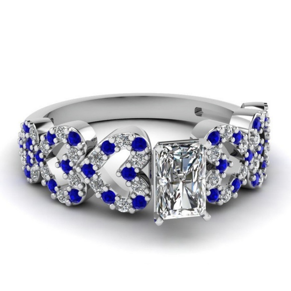 Princess Cut 2.95ct White Sapphire 925 Silver Ring - Picture 2 of 4